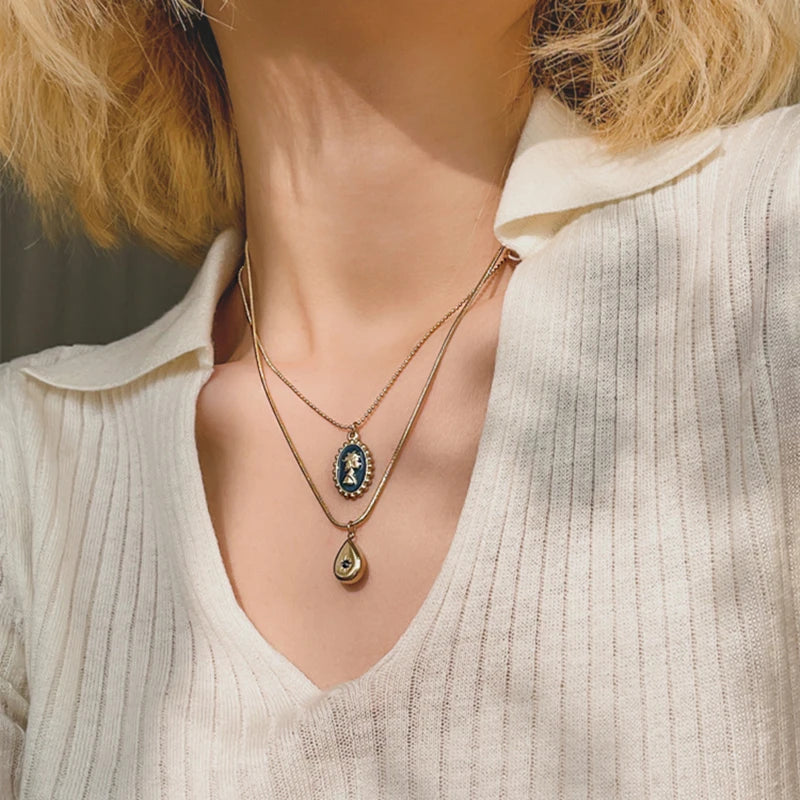 Necklace Geometric Gold Color Titanium Steel Jewelry