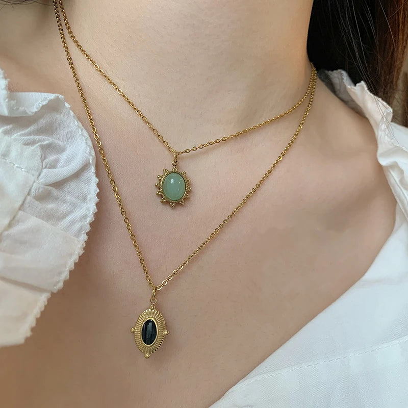 Necklace Geometric Gold Color Titanium Steel Jewelry