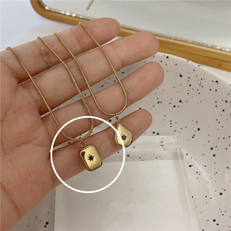 Necklace Geometric Gold Color Titanium Steel Jewelry