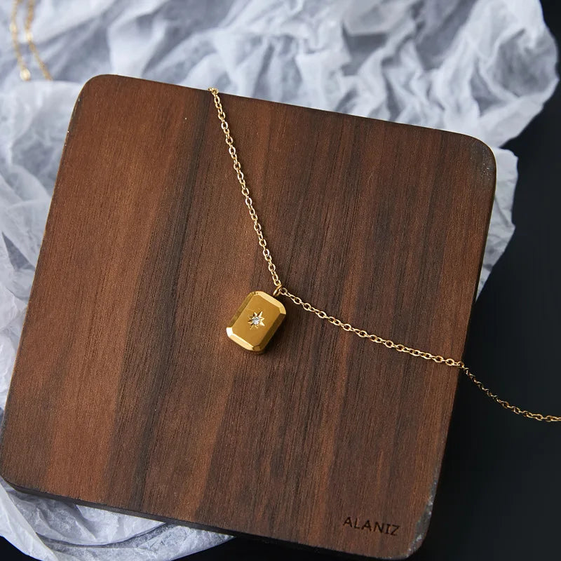 Necklace Geometric Gold Color Titanium Steel Jewelry