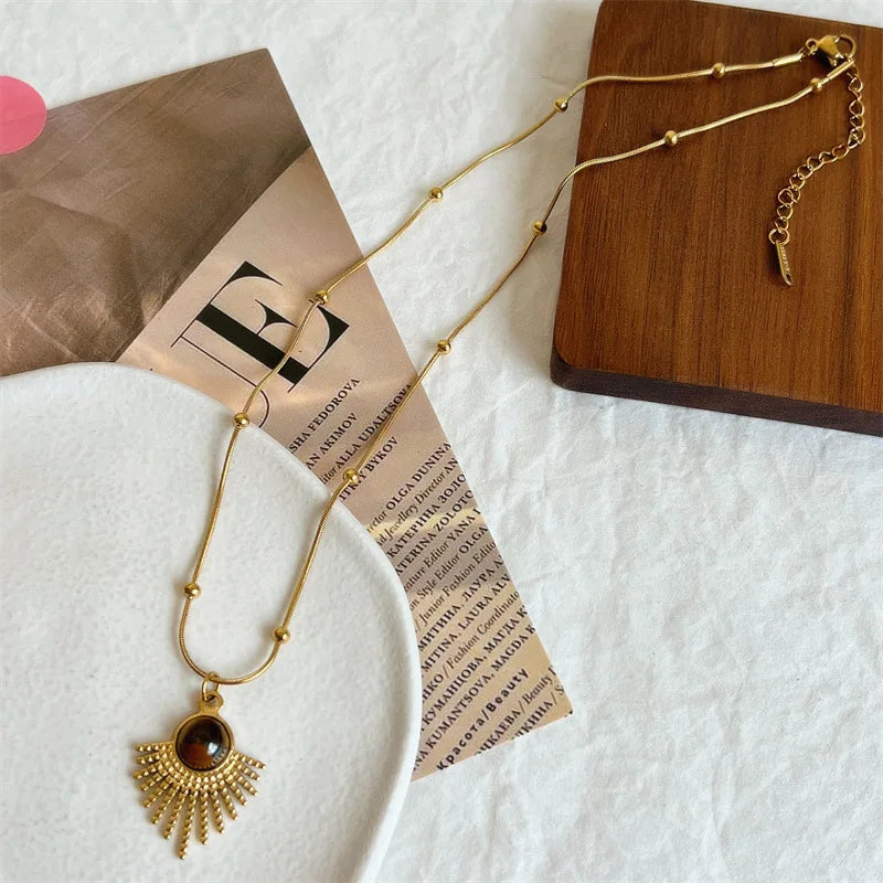 Necklace Geometric Gold Color Titanium Steel Jewelry