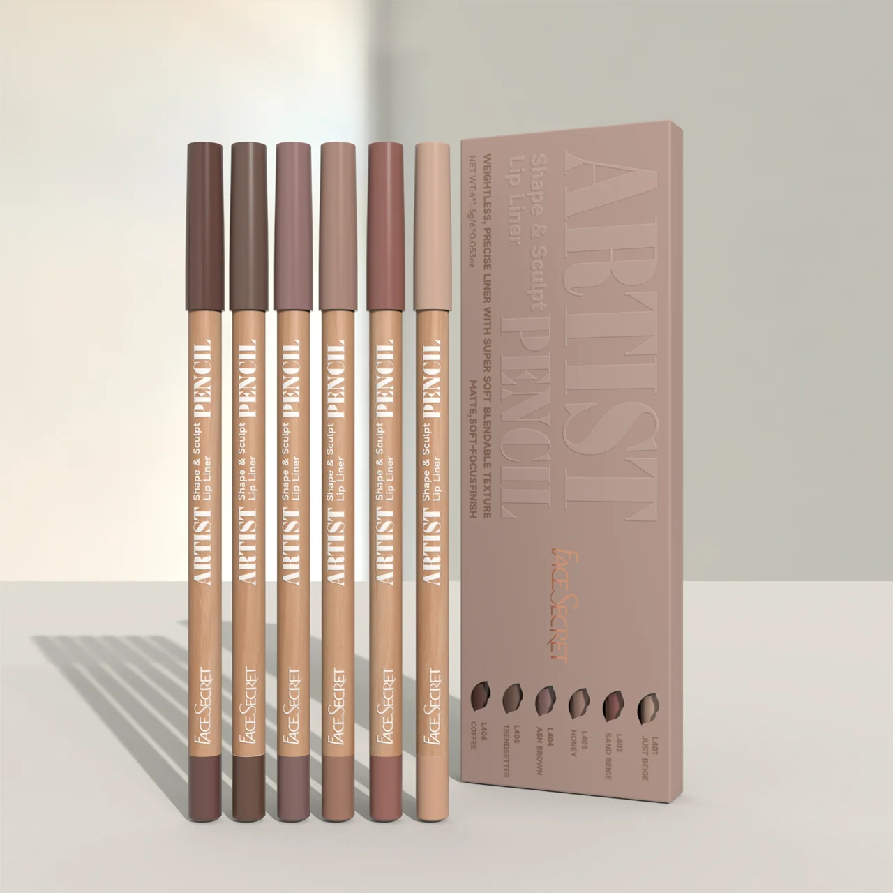 Lip Liner Pencil Set, Texture Matte Soft