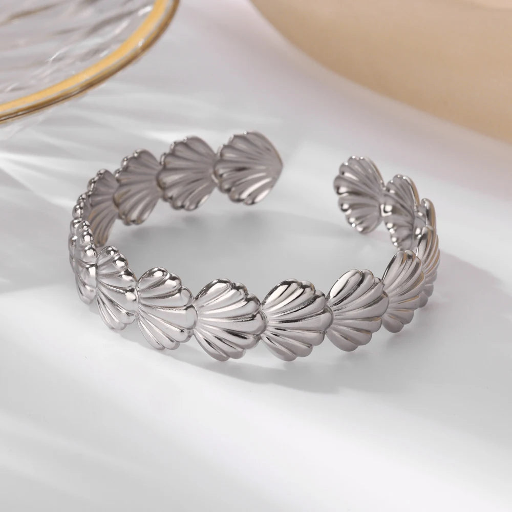 Flower Cuff Bangle Bracelet