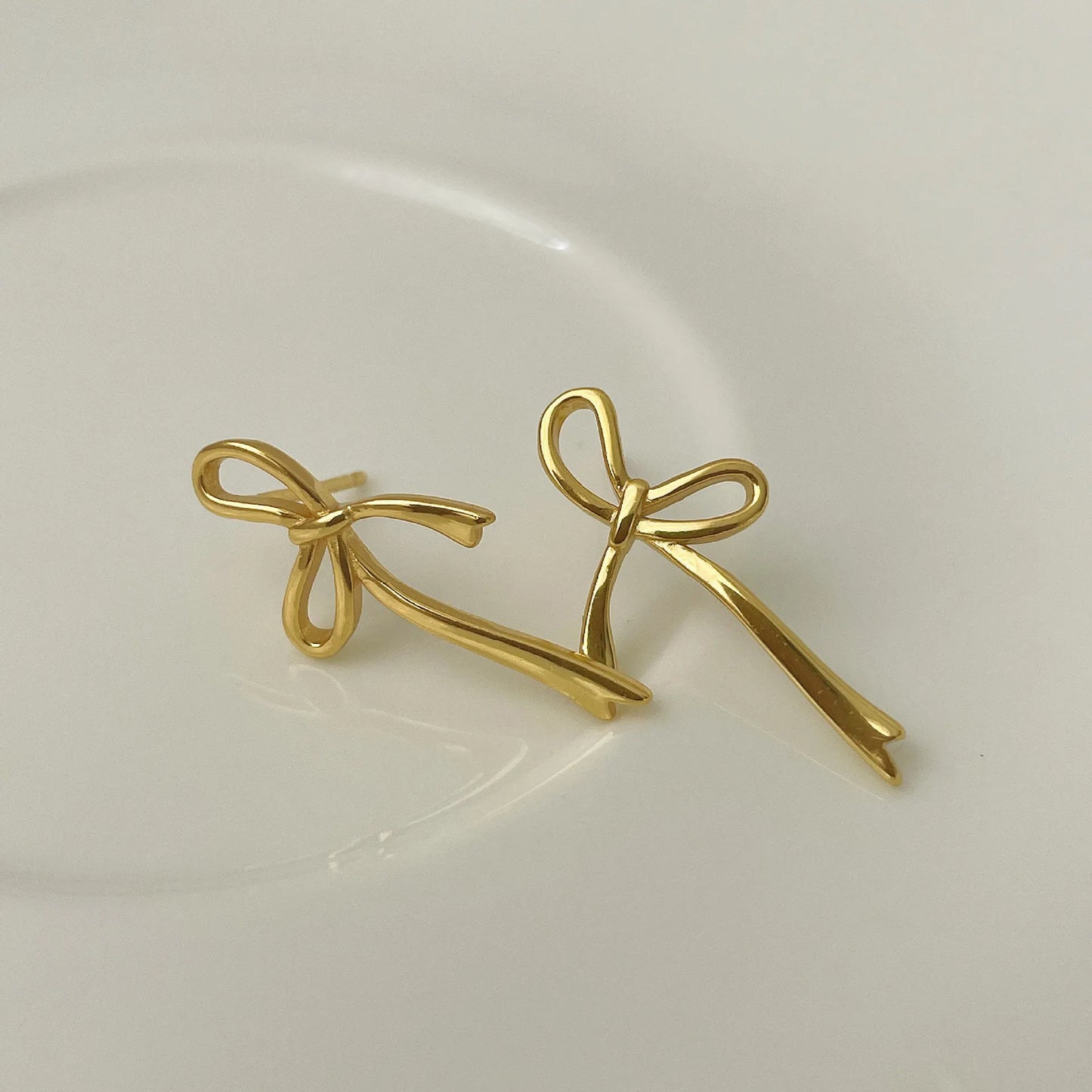 18K Gold Plated Y2K Bow Earrings Cute Jewelry Piercing Ear