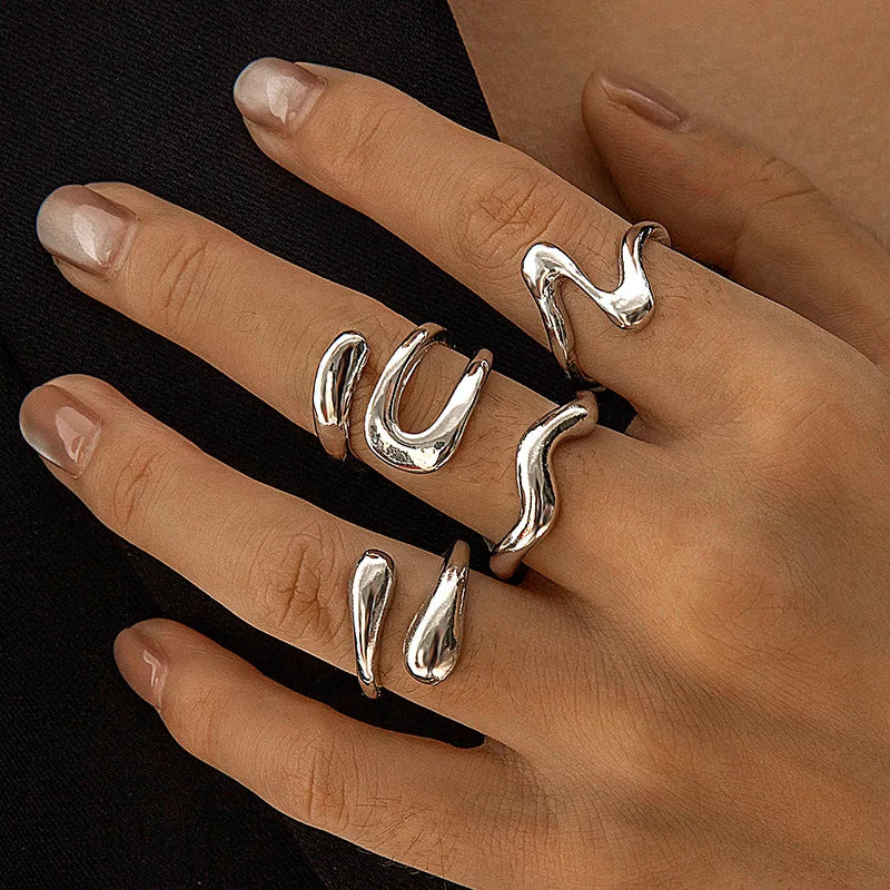 Irregular Rings Set Fashion Unisex Jewelry