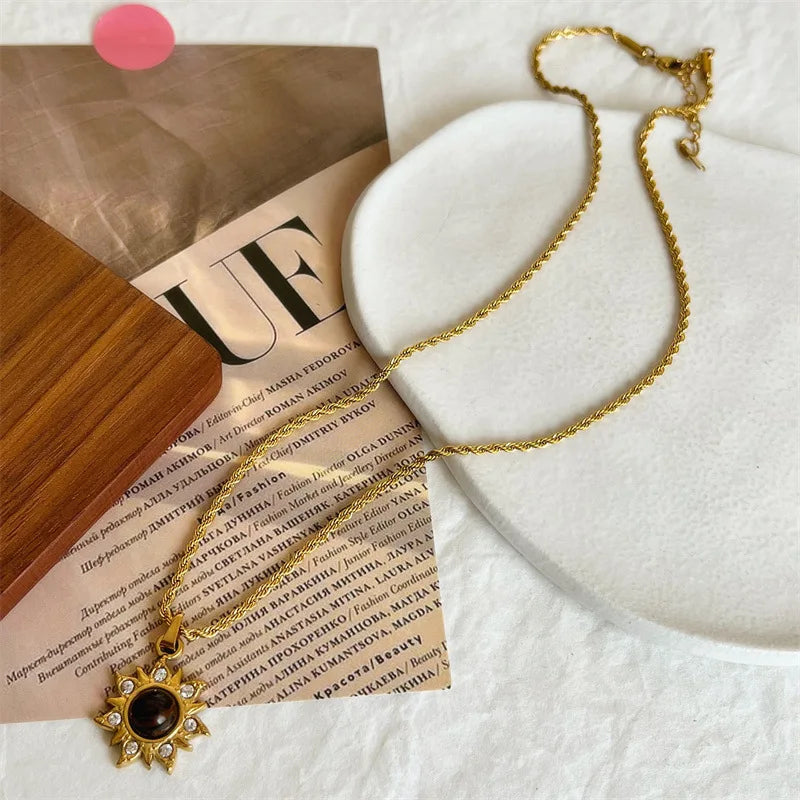 Necklace Geometric Gold Color Titanium Steel Jewelry