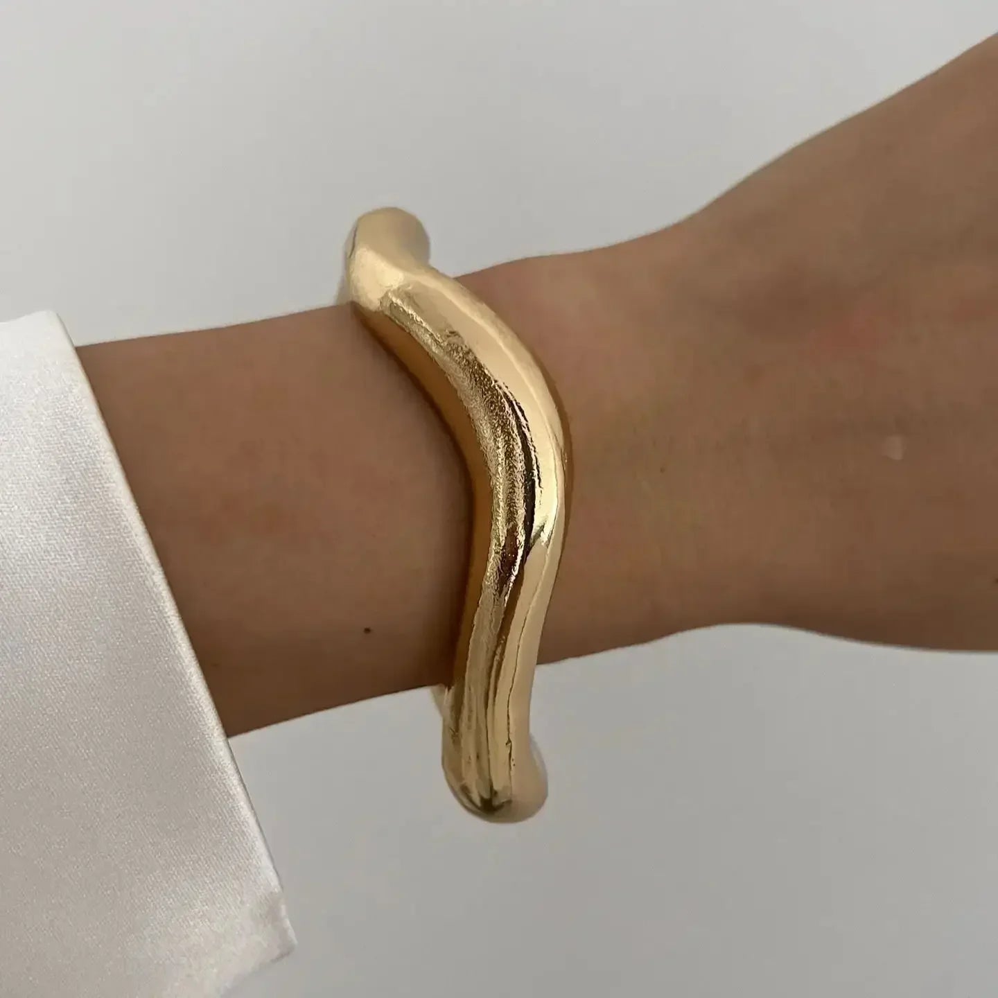 Bangles Punk Gold Silver Color Geometric Metal Large Bracelets