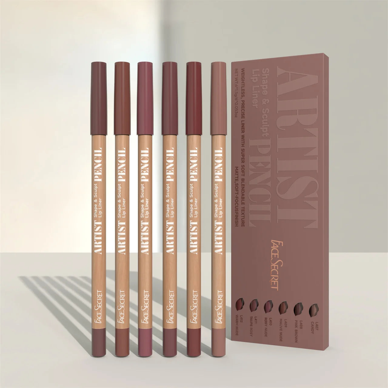 Lip Liner Pencil Set, Texture Matte Soft