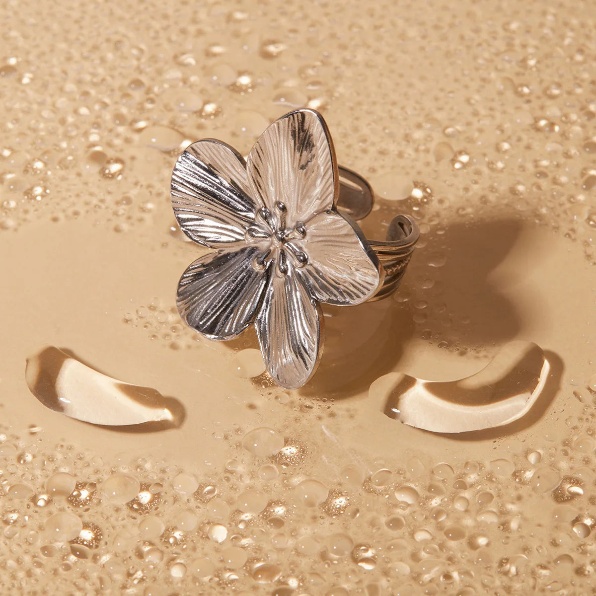 2PC Women's Fashion Trendy Stainless Steel Flower Earrings