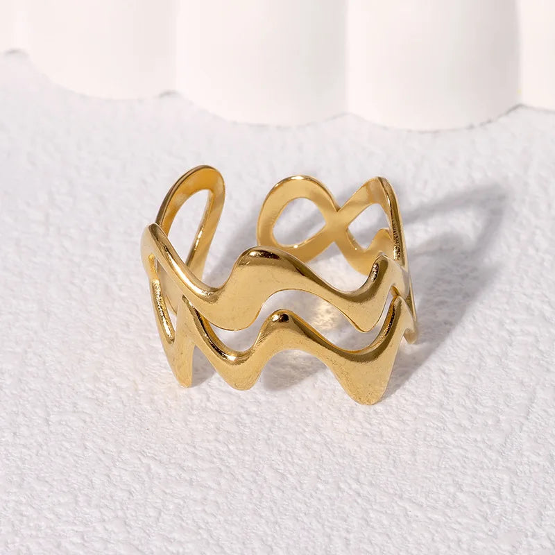 Stainless Steel Irregular Wave Rings