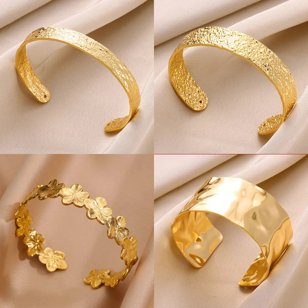 Flower Cuff Bangle Bracelet
