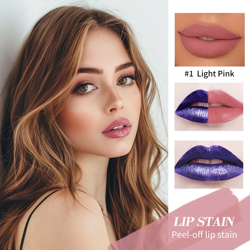 Lip Gloss Peel and Stick Set Long-lasting Waterproof Pink