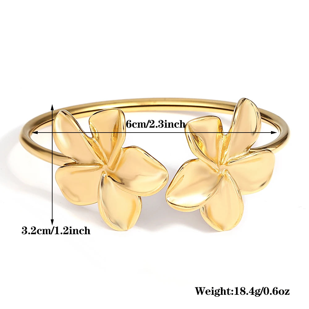 Bracelet Bangle for Women Gold Color Metal Floral Bracelets