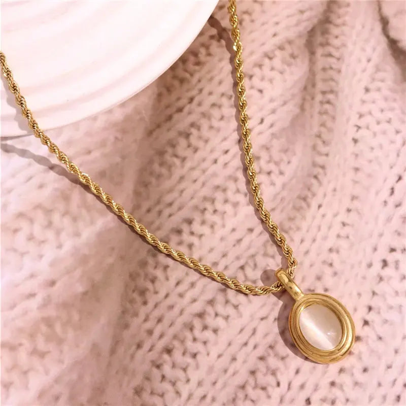 Necklace Geometric Gold Color Titanium Steel Jewelry