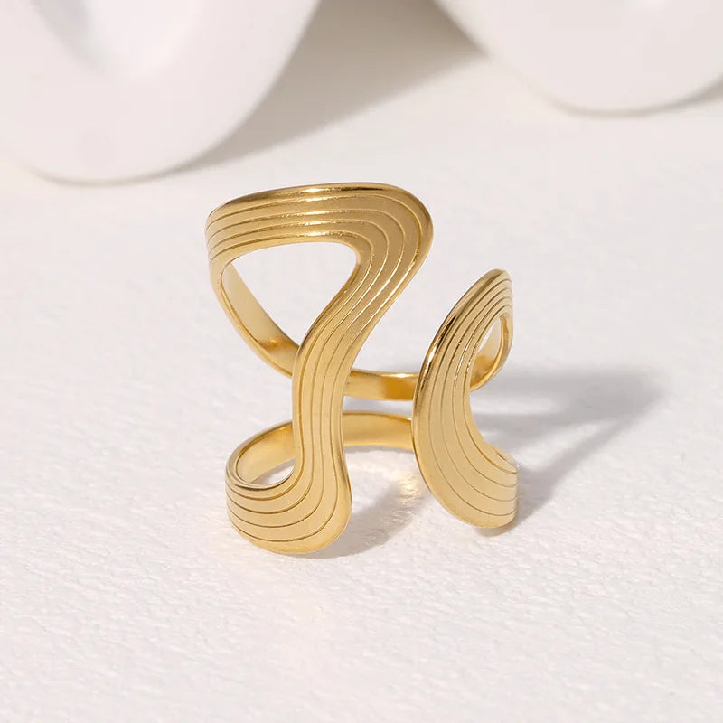 Stainless Steel Irregular Wave Rings