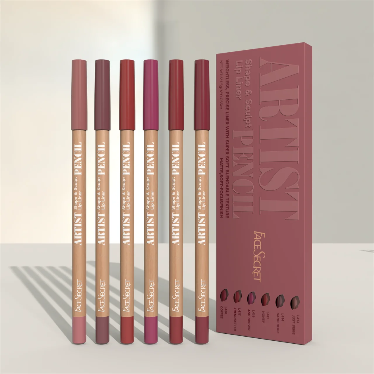 Lip Liner Pencil Set, Texture Matte Soft