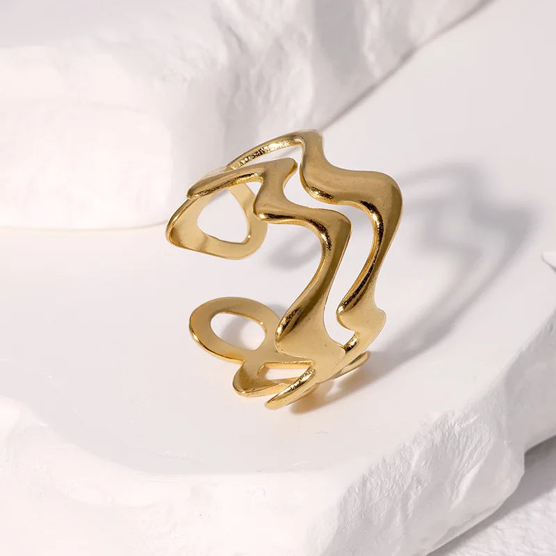 Stainless Steel Irregular Wave Rings