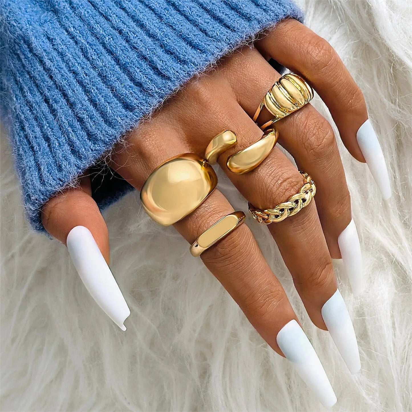 Irregular Rings Set Fashion Unisex Jewelry