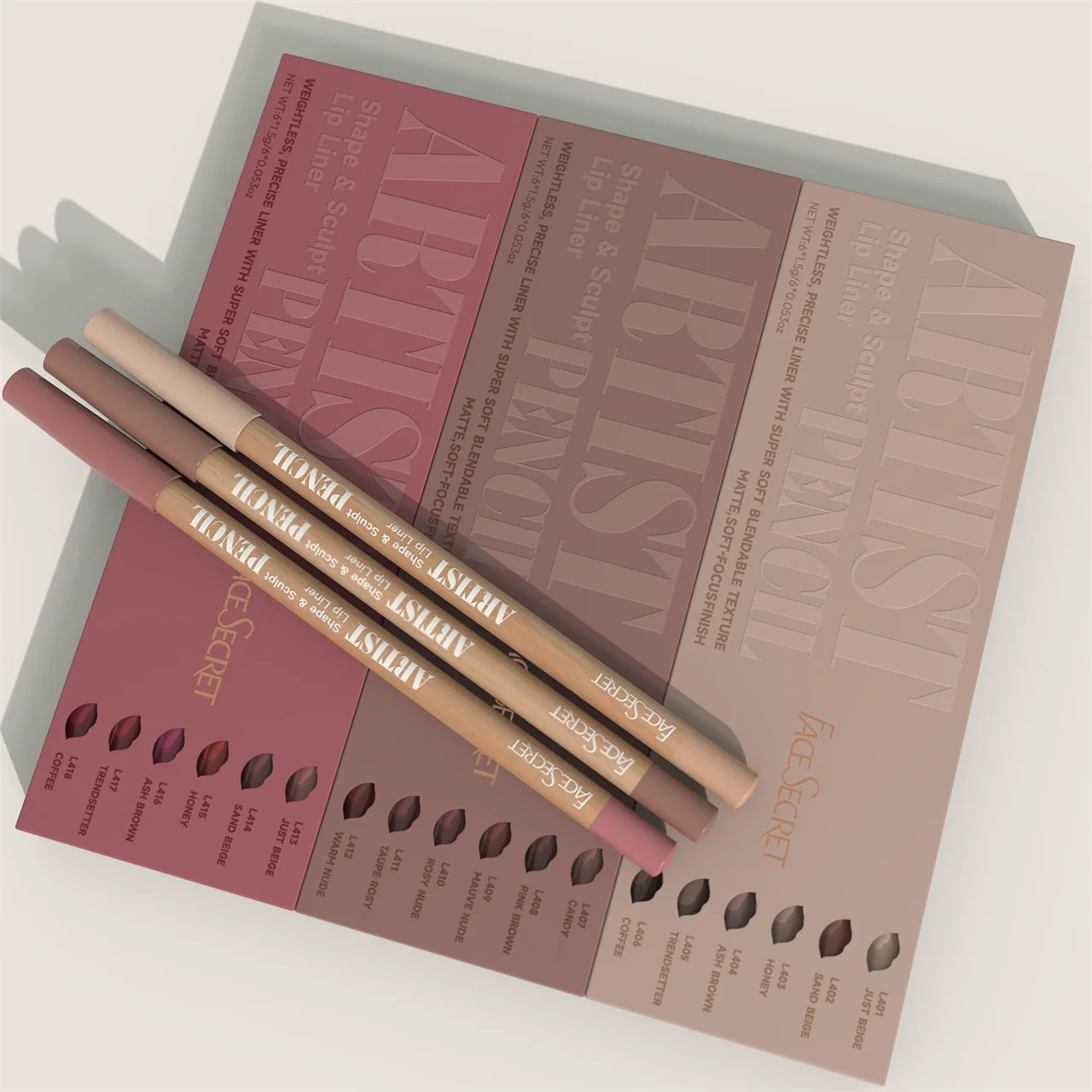 Lip Liner Pencil Set, Texture Matte Soft