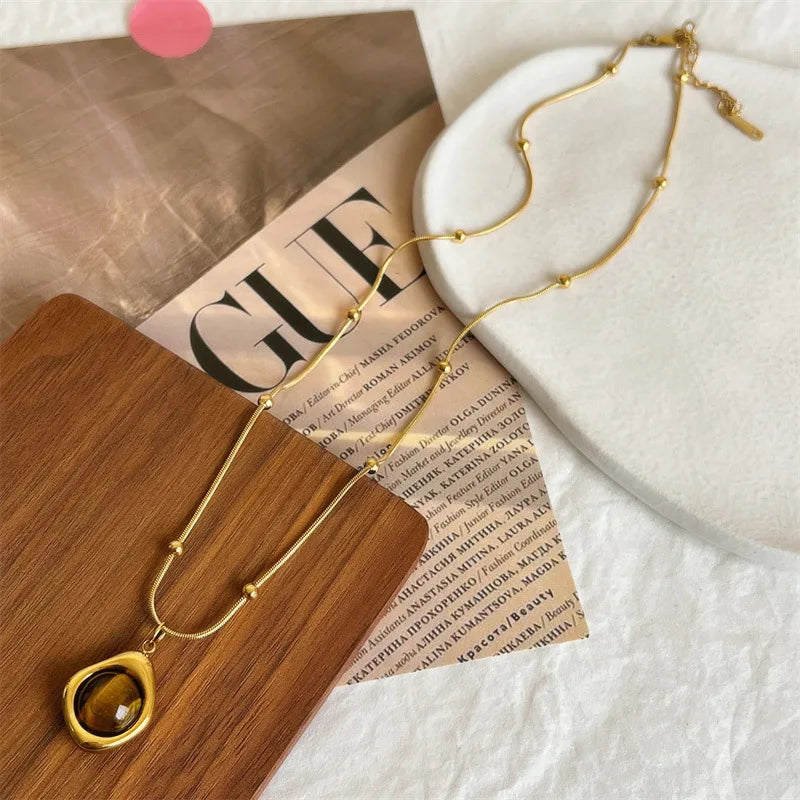 Necklace Geometric Gold Color Titanium Steel Jewelry