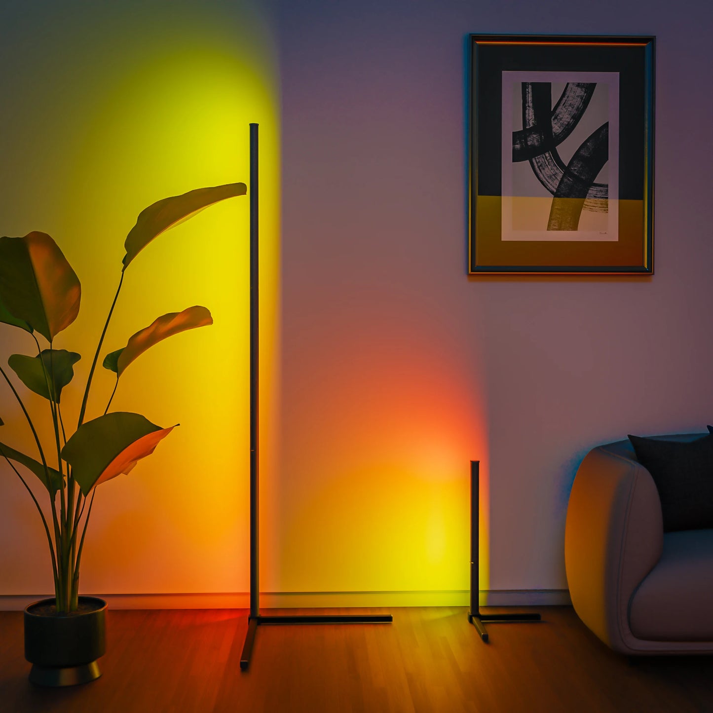 Color Dimmable Corner Floor Lamp Stand Smart APP LED Mood