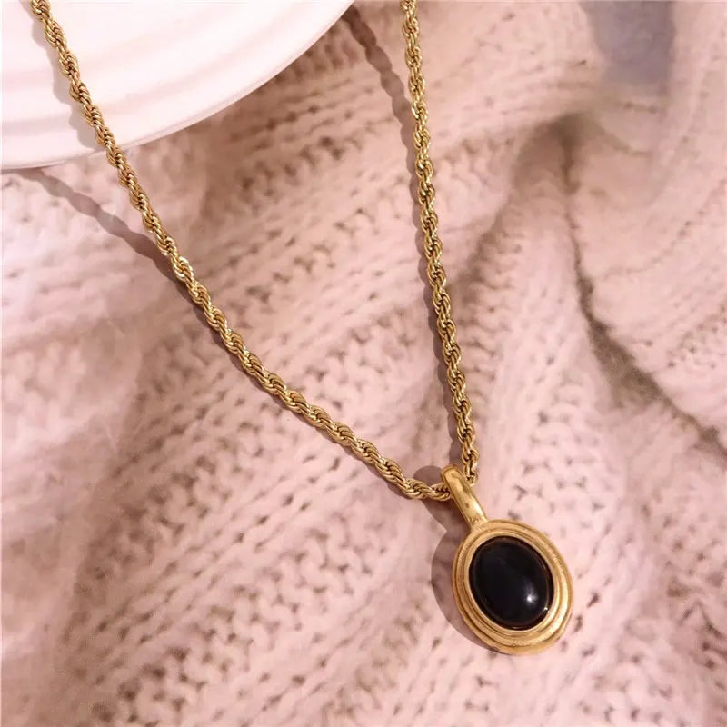 Necklace Geometric Gold Color Titanium Steel Jewelry