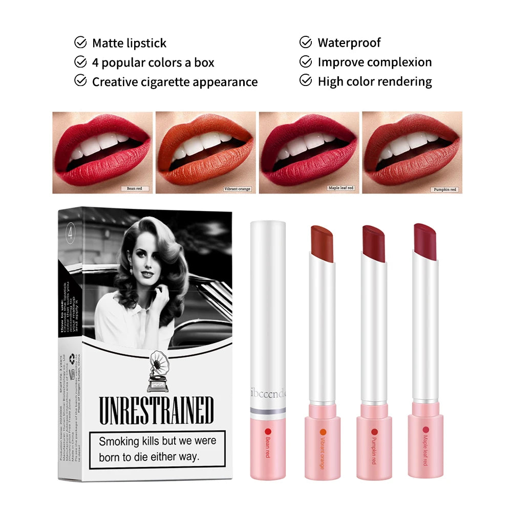 Cigarette Lipstick Set Matte Long Lasting Waterproof