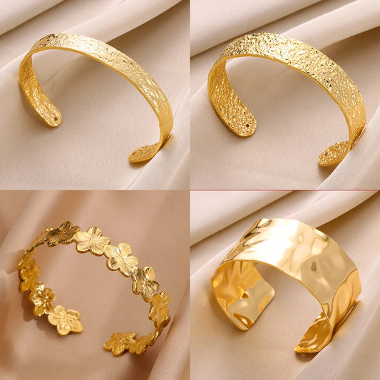 Flower Cuff Bangle Bracelet