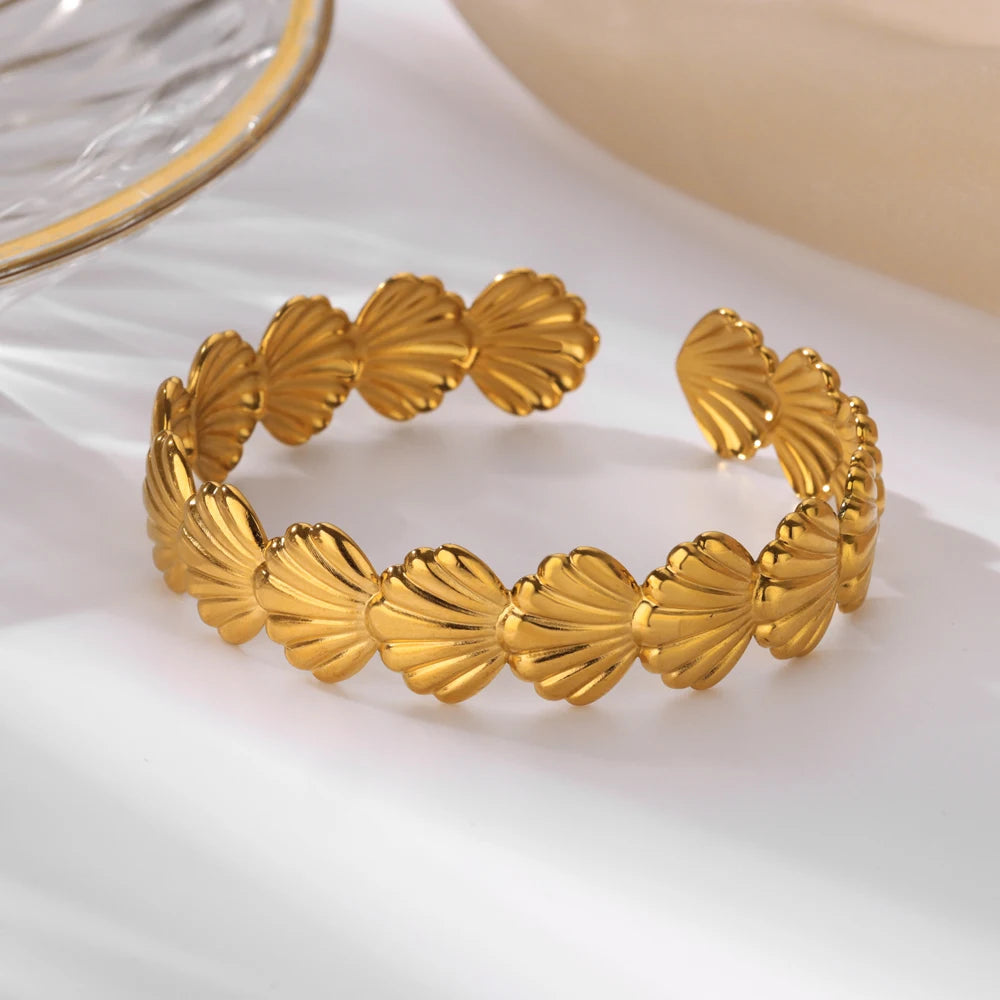 Flower Cuff Bangle Bracelet