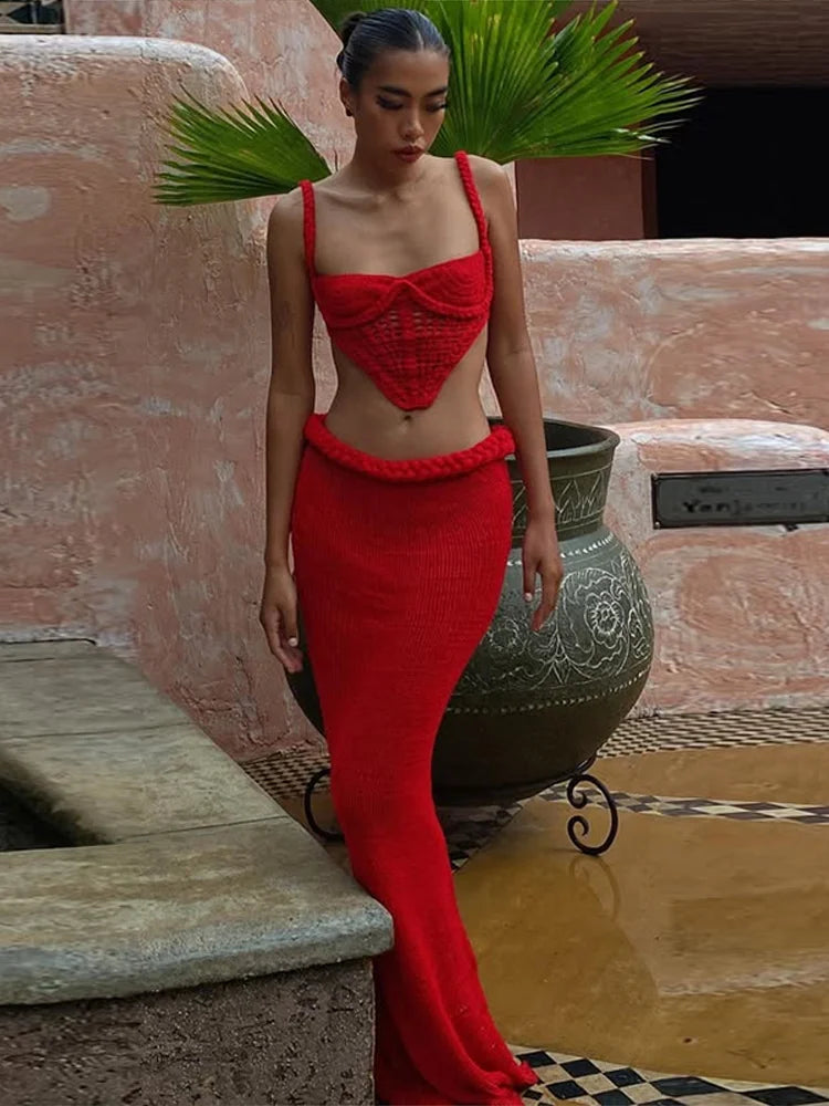 Knit Halter 2 Piece Suit Women