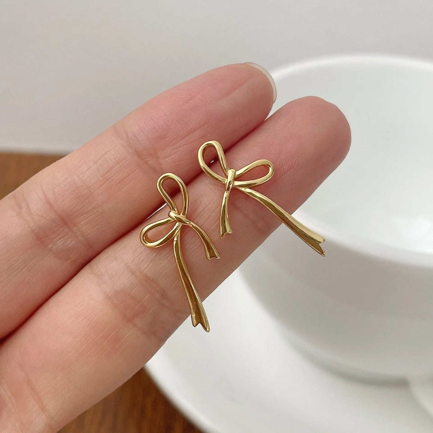 18K Gold Plated Y2K Bow Earrings Cute Jewelry Piercing Ear