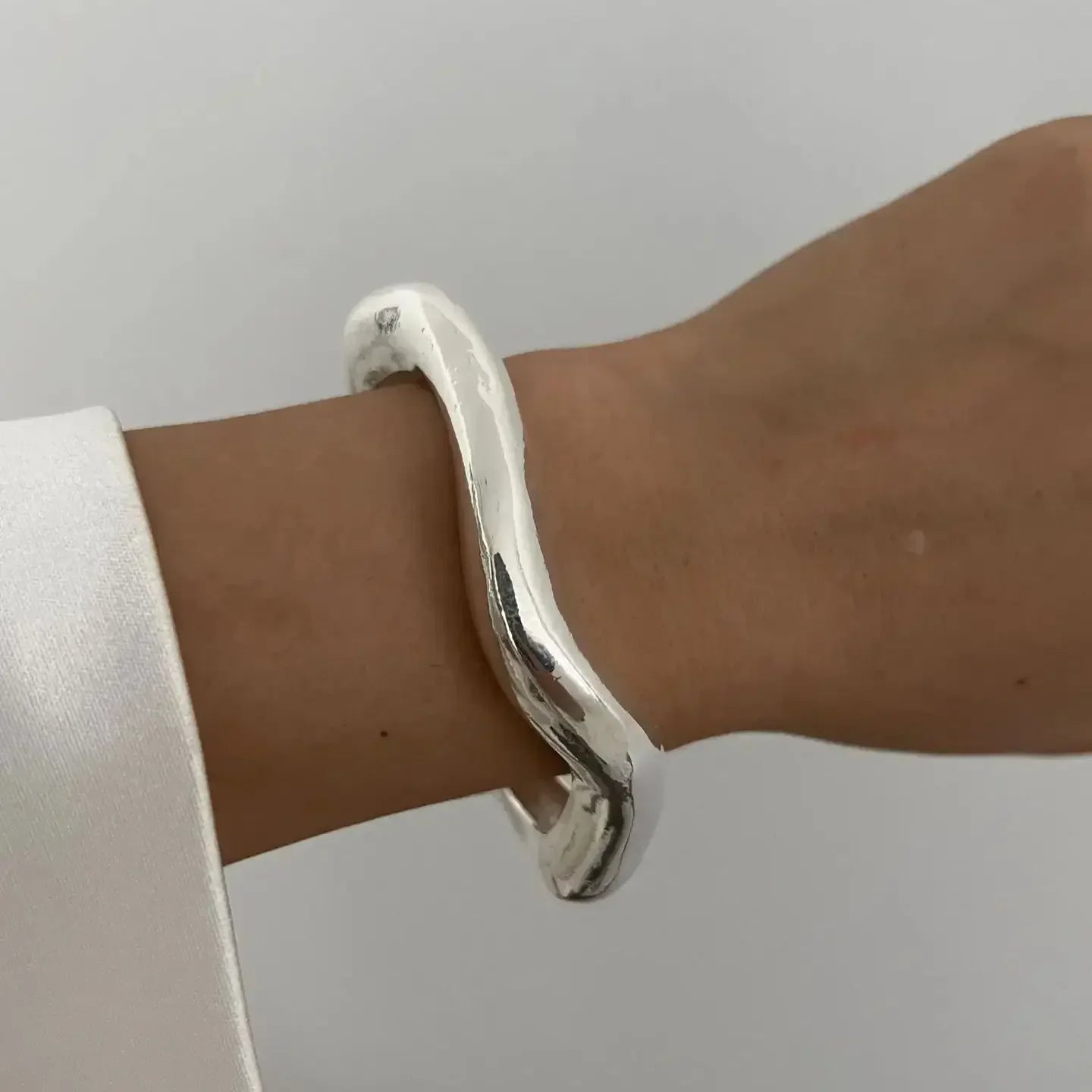 Bangles Punk Gold Silver Color Geometric Metal Large Bracelets