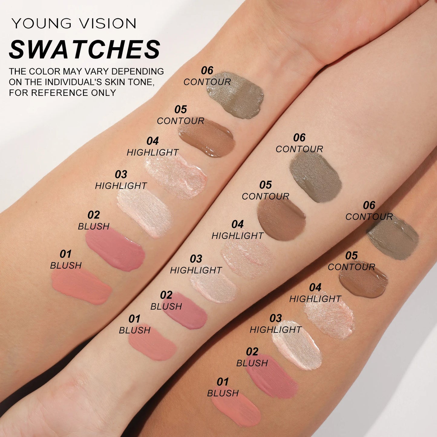 powder blusher, high gloss stick, makeup liquid, rouge, 6 colors