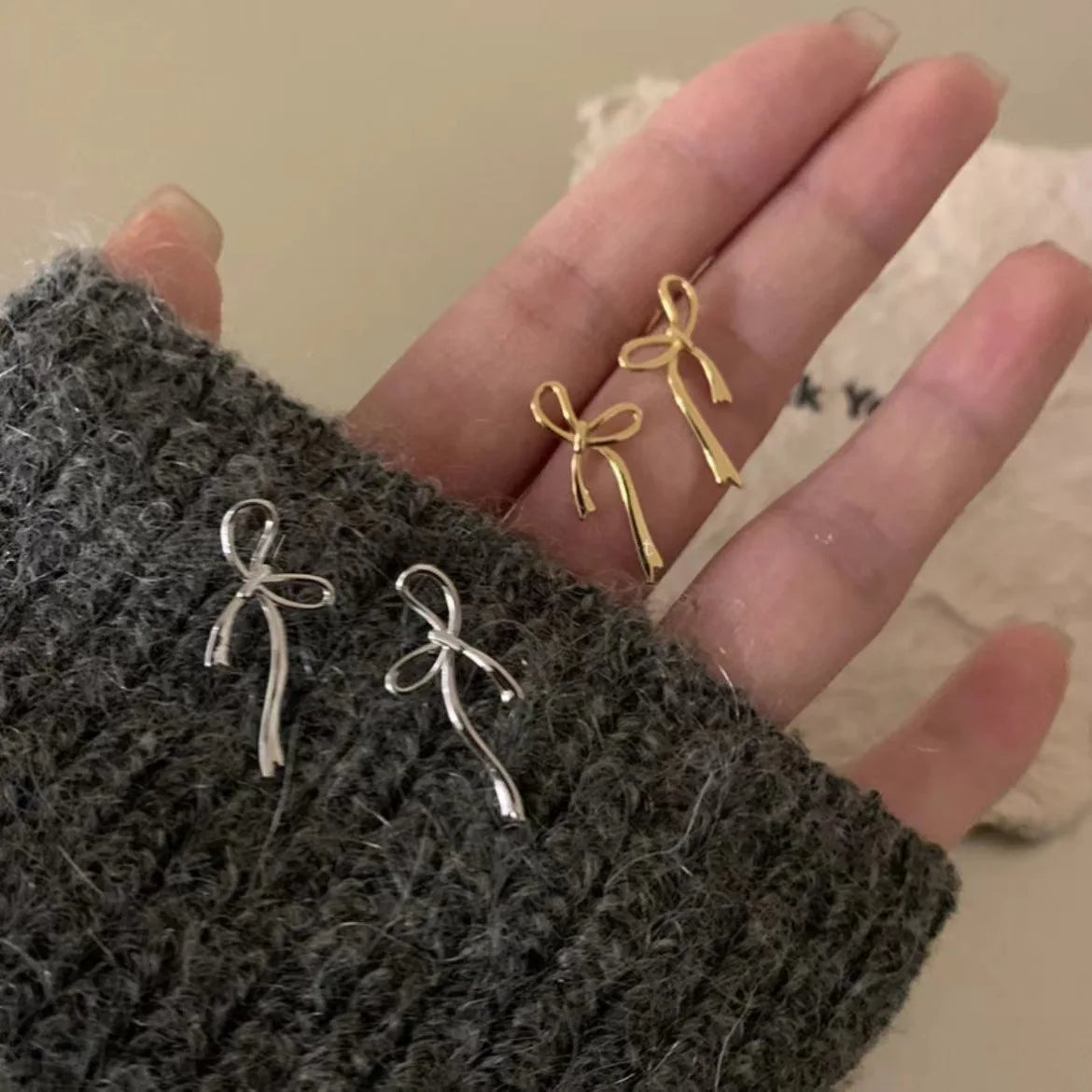 18K Gold Plated Y2K Bow Earrings Cute Jewelry Piercing Ear